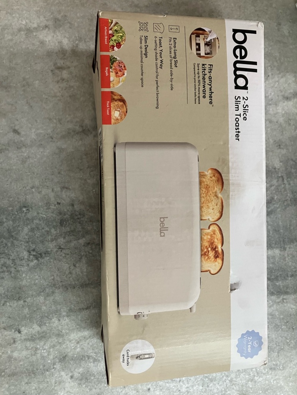 Bella 2-Slice Slim Toaster - Light Beige/Cream